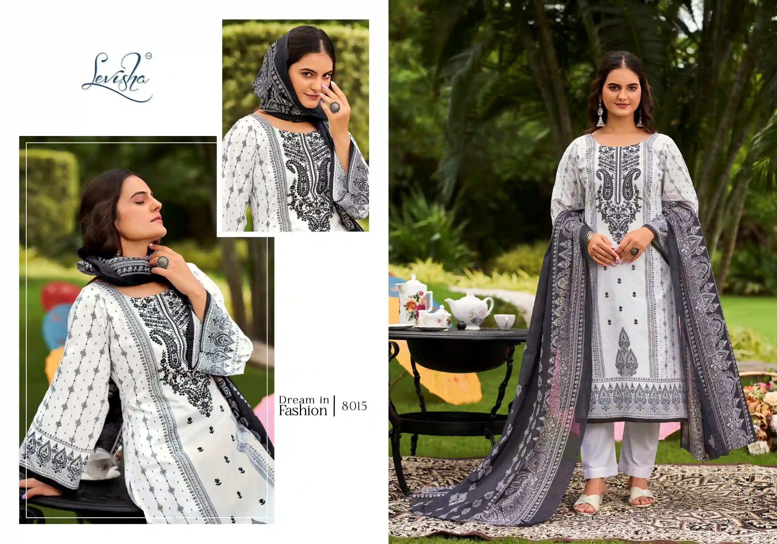 Levisha Naira Nx Vo 8 Black & White Cotton Pakistani Style Print Wholesale Pakistani Salwar Suit Catalog — Wholesale Pakistani Suits, Levisha wholesale from Surat - Gallery Image 6